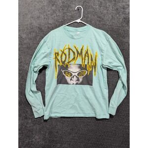 Rodman Mens Long Sleeve Graphic T Shirt Dennis Rodman Size Large Mint Green